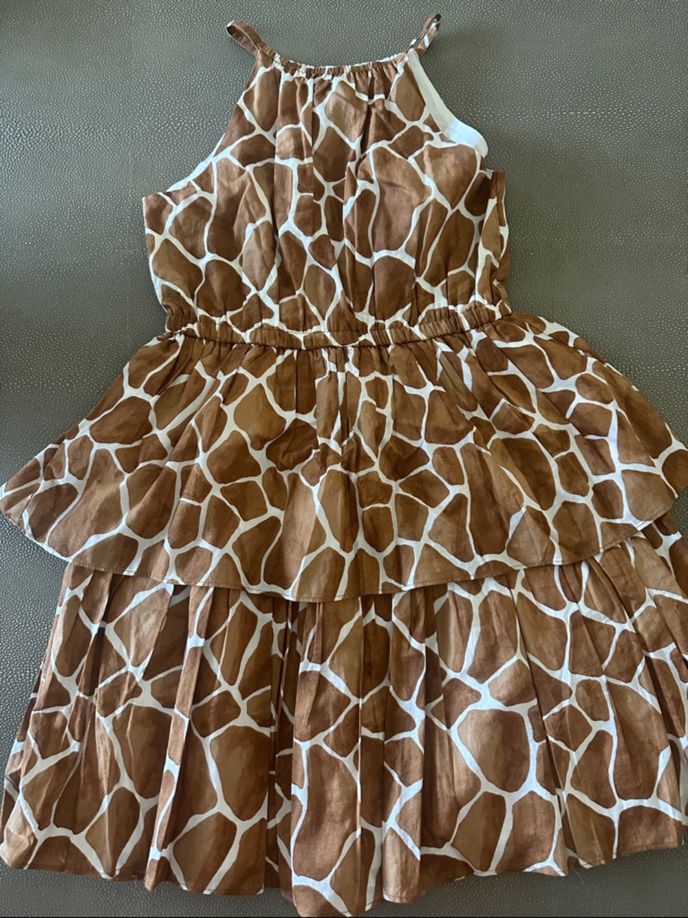 Janie and Jack Brown and White Giraffe-Print Tiered Sundress